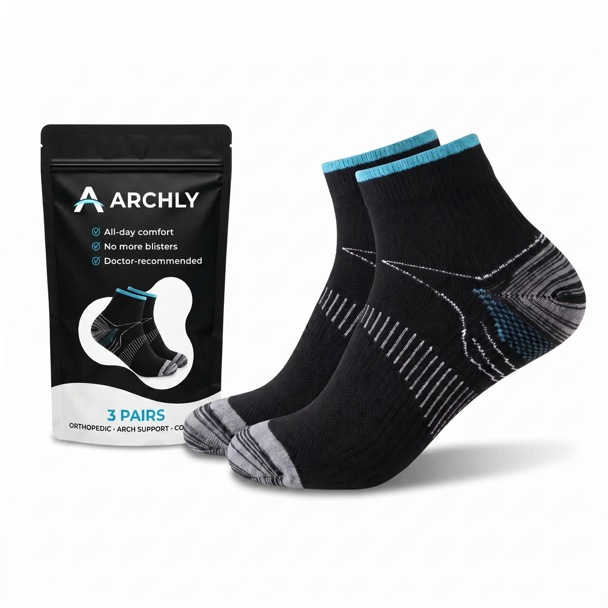 3 Pairs of Archly Ankle Compression Socks